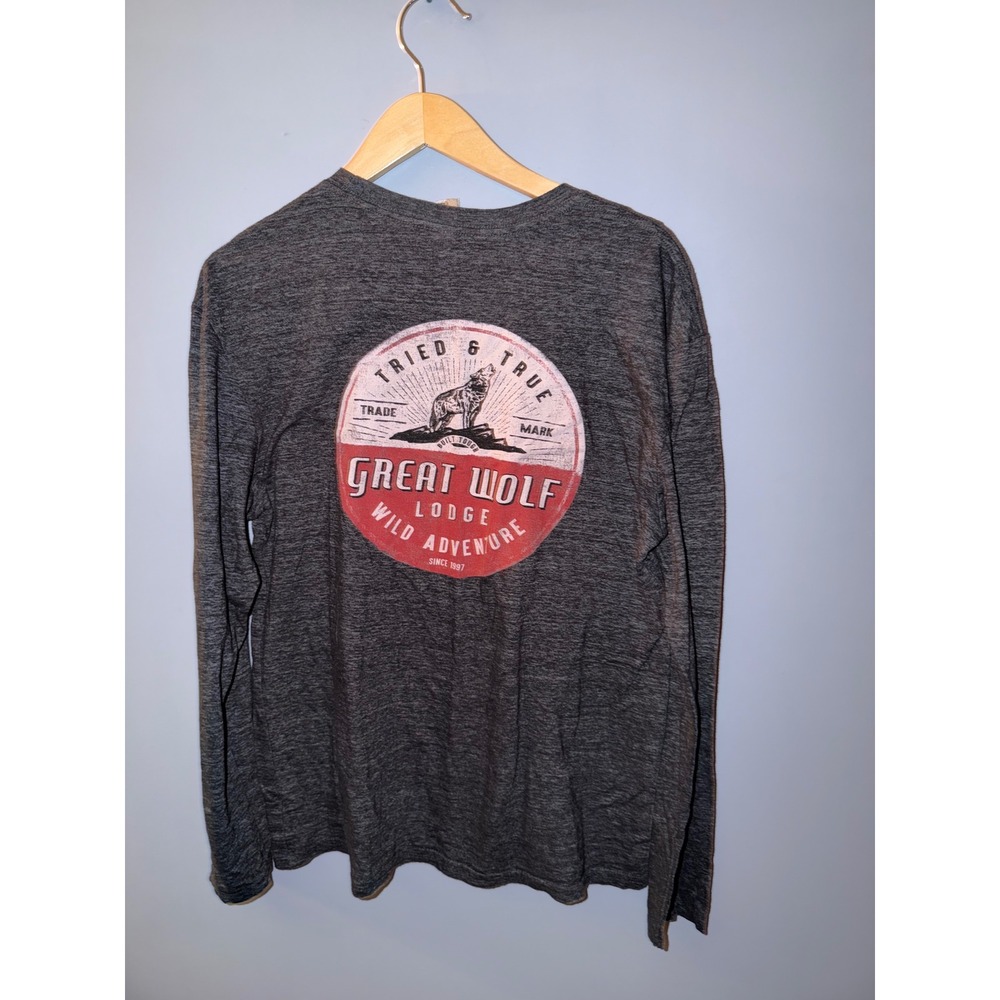 Duck Co Great‎ Wolf Lodge Long Sleeve Graphic Tee Charcoal Gray Mens Large